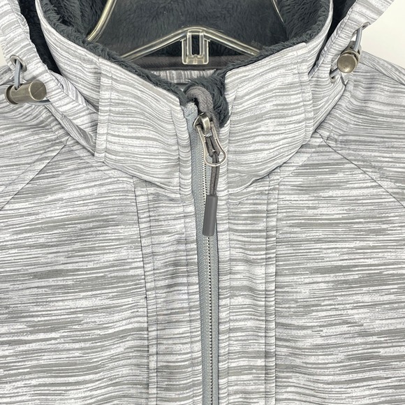 Women's Free Country Freeform II Super Softshell Jacket Medium Gray White Hooded - Picture 10 of 13